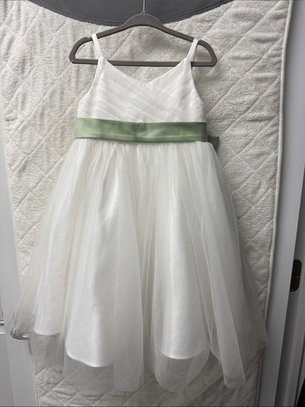 Azazie A-Line Spaghetti Strap Tulle Dress size 2T (sage green - flower girl)